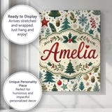 Personalised Name Scandinavian Christmas Custom  Unique Gift Idea Elegant Feature Canvas Wall Art Print Decor Picture Ready to Hang