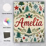 Personalised Name Scandinavian Christmas Custom  Unique Gift Idea Elegant Feature Canvas Wall Art Print Decor Picture Ready to Hang