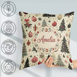 Custom Name Modern Christmas Ornament Snowflake Festive Seamless Square Filled Cushion Throw Pillow Sofa Bed Home Decor Zip Washable UK Made