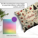 Custom Name Modern Christmas Ornament Snowflake Festive Seamless Square Filled Cushion Throw Pillow Sofa Bed Home Decor Zip Washable UK Made