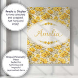 Personalised Name Yellow Poppy Floral Seamless Pattern Botanical Custom  Interior Canvas Wall Art Print Decor Picture Ready to Hang