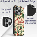Christmas Stocking Holly Bell Gift Printed Design Custom Name Protective Phone Case Mobile Cover Durable Everyday Smartphone Shock Resistant