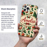 Christmas Stocking Holly Bell Gift Printed Design Custom Name Protective Phone Case Mobile Cover Durable Everyday Smartphone Shock Resistant