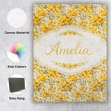 Personalised Name Yellow Poppy Floral Seamless Pattern Botanical Custom  Interior Canvas Wall Art Print Decor Picture Ready to Hang