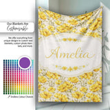 Yellow Poppy Floral Seamless Pattern Botanical Garden Design Lovely  Personalised Custom Name Super Soft Fleece Blanket Bed Sofa Throw