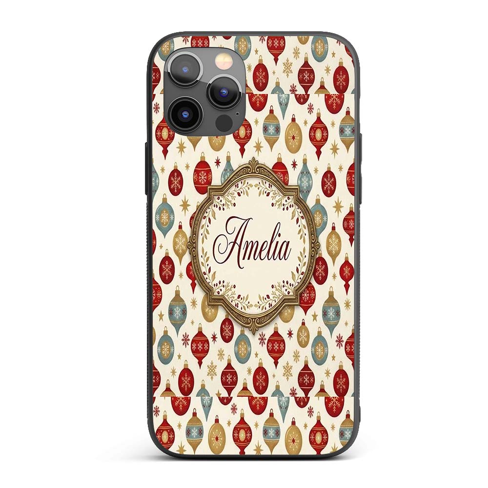 Christmas Bauble Ornament Star Holiday Seamless Custom Name Protective Phone Case Mobile Cover Durable Everyday Smartphone Shock Resistant