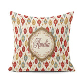 Custom Name Bauble Ornament Star Holiday Seamless Pattern Lovely Square Filled Cushion Throw Pillow Sofa Bed Home Decor Zip Washable UK Made