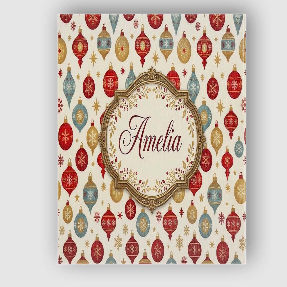 Personalised Name Christmas Bauble Ornament Custom  Bespoke Interior Contemporary Canvas Wall Art Print Decor Picture Ready to Hang