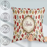 Custom Name Bauble Ornament Star Holiday Seamless Pattern Lovely Square Filled Cushion Throw Pillow Sofa Bed Home Decor Zip Washable UK Made