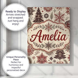 Personalised Name Classic Christmas Snowflake Custom Unique Gift Idea Modern Room Accent Canvas Wall Art Print Decor Picture Ready to Hang
