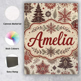 Personalised Name Classic Christmas Snowflake Custom Unique Gift Idea Modern Room Accent Canvas Wall Art Print Decor Picture Ready to Hang