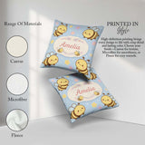 Custom Name Cute Bee Flower Cartoon Animal Pattern Everyday Square Filled Cushion Throw Pillow Sofa Bed Home Decor Zip Washable UK Made