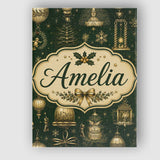 Personalised Name Luxury Christmas Gold Custom  Modern Room Accent Elegant Feature Canvas Wall Art Print Decor Picture Ready to Hang