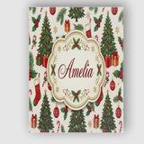 Personalised Name Christmas Holly Gift Tree Custom  Bespoke Interior Contemporary Canvas Wall Art Print Decor Picture Ready to Hang