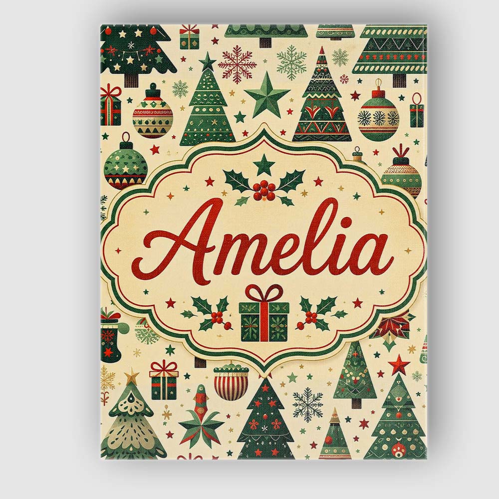 Personalised Name Scandinavian Christmas Custom  Unique Gift Idea Elegant Feature Canvas Wall Art Print Decor Picture Ready to Hang
