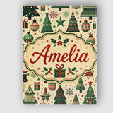 Personalised Name Scandinavian Christmas Custom  Unique Gift Idea Elegant Feature Canvas Wall Art Print Decor Picture Ready to Hang