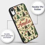 Scandinavian Christmas Tree Star Ornament Nordic Custom Name Protective Phone Case Mobile Cover Durable Everyday Smartphone Shock Resistant