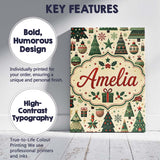 Personalised Name Scandinavian Christmas Custom  Unique Gift Idea Elegant Feature Canvas Wall Art Print Decor Picture Ready to Hang