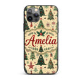 Christmas Tree Star Snowflake Folk Art Seamless Custom Name Protective Phone Case Mobile Cover Durable Everyday Smartphone Shock Resistant