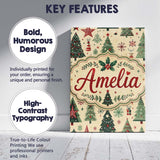 Personalised Name Christmas Tree Star Custom Modern Room Accent Creative Decorator Style Canvas Wall Art Print Decor Picture Ready to Hang