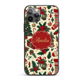 Christmas Holly Gift Stocking Candy Cane Festive Custom Name Protective Phone Case Mobile Cover Durable Everyday Smartphone Shock Resistant