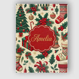 Personalised Name Christmas Holly Custom  Modern Room Accent Contemporary Display Canvas Wall Art Print Decor Picture Ready to Hang