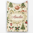 Classic Hanging Christmas Bauble Tree Holly Elegant Seamless Pattern  Personalised Custom Name Super Soft Fleece Blanket Bed Sofa Throw