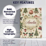 Personalised Name Classic Hanging Christmas Custom  Bespoke Interior Contemporary Canvas Wall Art Print Decor Picture Ready to Hang