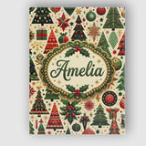 Personalised Name Luxury Christmas Tree Custom  Modern Room Accent Elegant Feature Canvas Wall Art Print Decor Picture Ready to Hang