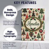 Personalised Name Luxury Christmas Tree Custom  Modern Room Accent Elegant Feature Canvas Wall Art Print Decor Picture Ready to Hang