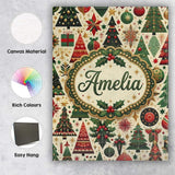 Personalised Name Luxury Christmas Tree Custom  Modern Room Accent Elegant Feature Canvas Wall Art Print Decor Picture Ready to Hang