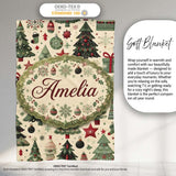 Elegant Christmas Tree Star Snowflake Gift Festive Seamless Pattern  Personalised Custom Name Super Soft Fleece Blanket Bed Sofa Throw