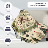 Elegant Christmas Tree Star Snowflake Gift Festive Seamless Pattern  Personalised Custom Name Super Soft Fleece Blanket Bed Sofa Throw
