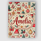 Personalised Name Cute Christmas Tree Santa Custom  Bespoke Interior Contemporary Canvas Wall Art Print Decor Picture Ready to Hang