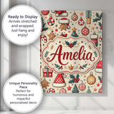 Personalised Name Cute Christmas Tree Santa Custom  Bespoke Interior Contemporary Canvas Wall Art Print Decor Picture Ready to Hang