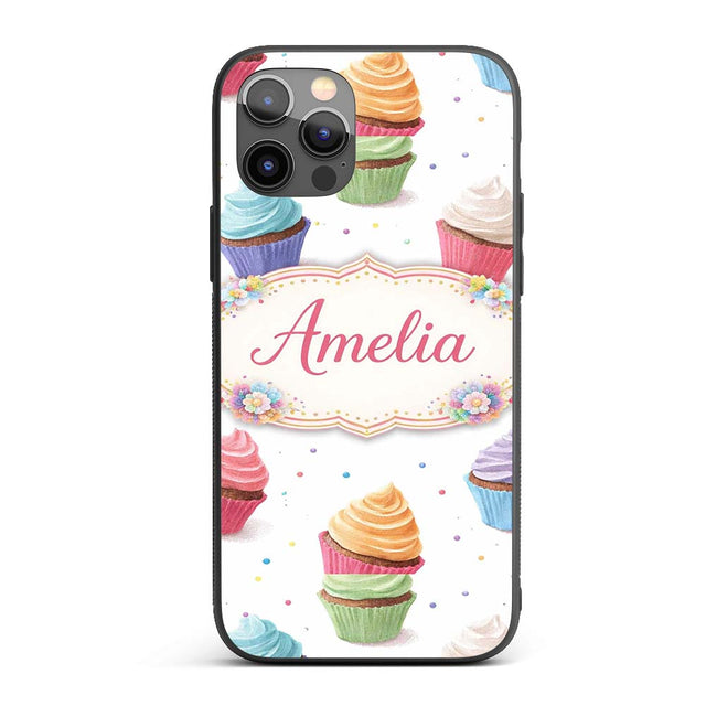 Hand Drawn Cupcake Seamless Decorative Design Custom Name Protective Phone Case Mobile Cover Durable Everyday Smartphone Shock Resistant