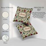 Custom Name Christmas Candy Cane Bell Santa Hat Festive Seamless Square Filled Cushion Throw Pillow Sofa Bed Home Decor Zip Washable UK Made