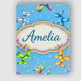 Personalised Name Balloon Dog Seamless Pattern Blue Background Custom Modern Room Accent Canvas Wall Art Print Decor Picture Ready to Hang