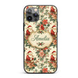 Vintage Santa Claus Holly Floral Printed Design Custom Name Protective Phone Case Mobile Cover Durable Everyday Smartphone Shock Resistant