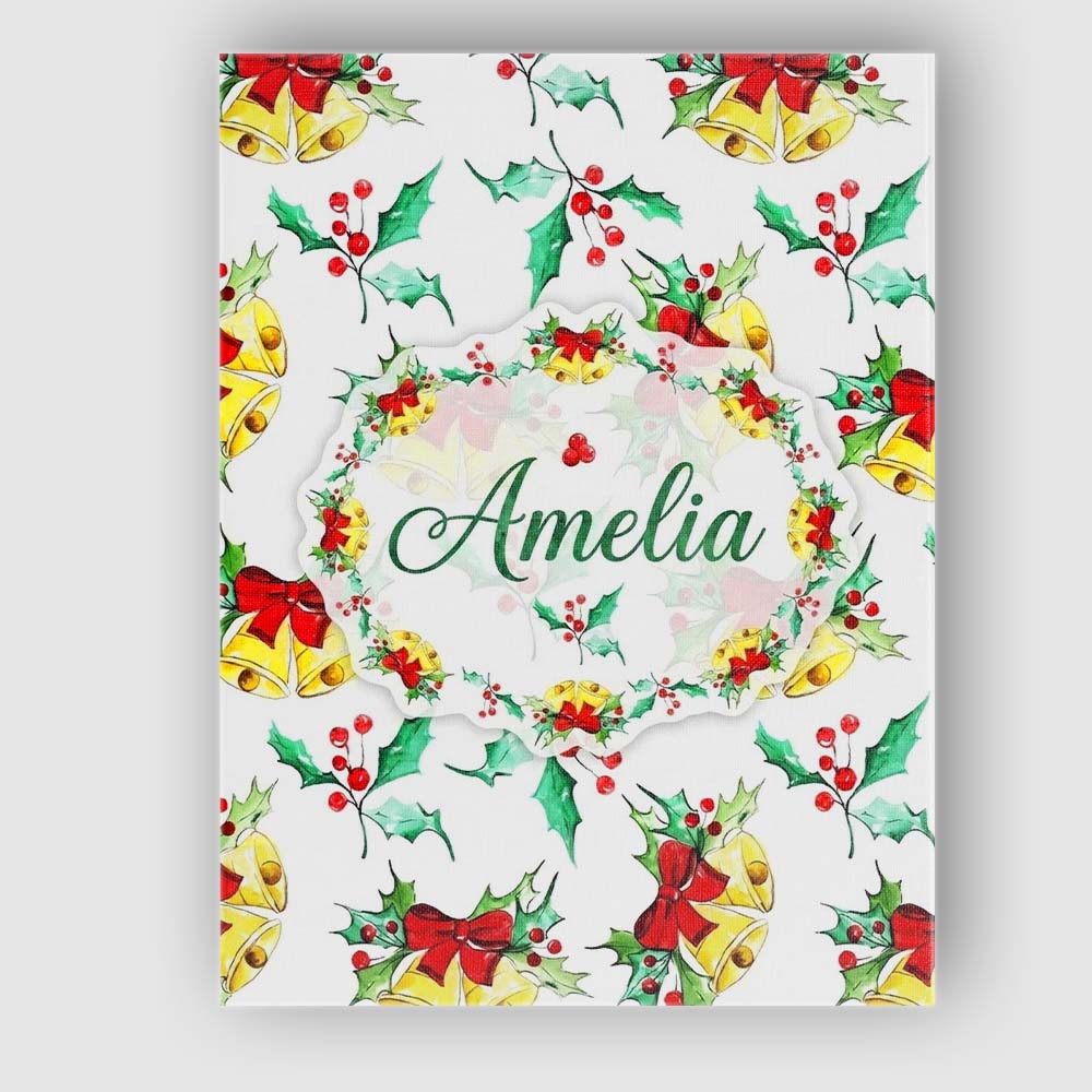 Personalised Name Watercolor Christmas Custom  Modern Room Accent Elegant Feature Canvas Wall Art Print Decor Picture Ready to Hang