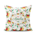 Custom Name Christmas Bells Holly Berry Festive Seamless Pattern Square Filled Cushion Throw Pillow Sofa Bed Home Decor Zip Washable UK Made