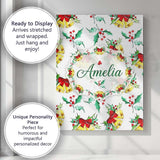 Personalised Name Watercolor Christmas Custom  Modern Room Accent Elegant Feature Canvas Wall Art Print Decor Picture Ready to Hang