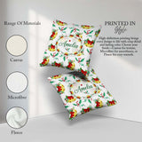 Custom Name Christmas Bells Holly Berry Festive Seamless Pattern Square Filled Cushion Throw Pillow Sofa Bed Home Decor Zip Washable UK Made
