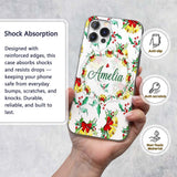 Watercolor Christmas Bells Holly Berry Festive Custom Name Protective Phone Case Mobile Cover Durable Everyday Smartphone Shock Resistant
