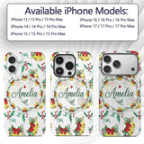 Watercolor Christmas Bells Holly Berry Festive Custom Name Protective Phone Case Mobile Cover Durable Everyday Smartphone Shock Resistant