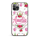Cute Christmas Unicorn Antlers Floral Fantasy Custom Name Protective Phone Case Mobile Cover Durable Everyday Smartphone Shock Resistant