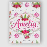 Personalised Name Cute Christmas Unicorn Custom  Unique Gift Idea Elegant Feature Canvas Wall Art Print Decor Picture Ready to Hang