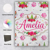 Personalised Name Cute Christmas Unicorn Custom  Unique Gift Idea Elegant Feature Canvas Wall Art Print Decor Picture Ready to Hang