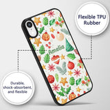 Colorful Christmas Ornament Holly Star Festive Custom Name Protective Phone Case Mobile Cover Durable Everyday Smartphone Shock Resistant
