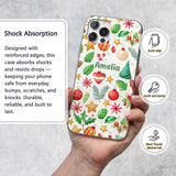 Colorful Christmas Ornament Holly Star Festive Custom Name Protective Phone Case Mobile Cover Durable Everyday Smartphone Shock Resistant